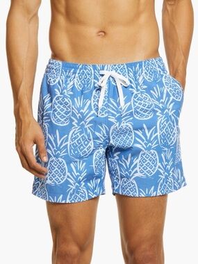 chubbies Thigh Napples Swim Trunks Lined Light Blue Pineapple 7 Inch